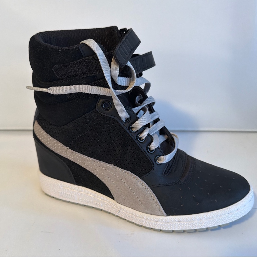 Puma Black & Light Gray Wedge High-Top Sneaker